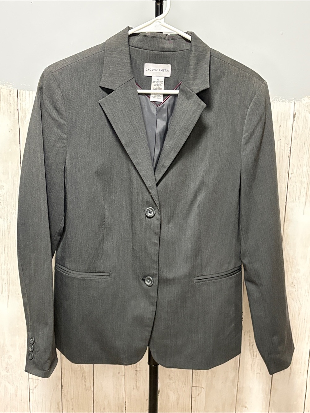 Jaclyn Smith Dark Gray Women's Two-Button Blazer